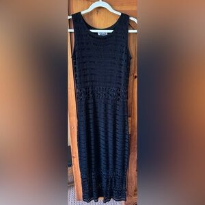 Chicos Elegant Black Crochet Maxi Dress